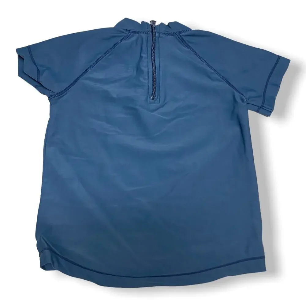 Gap‎ Boys Rash Guard Swim Shirt Size 18-24 Mo Moody Blue Zip Back Parrot